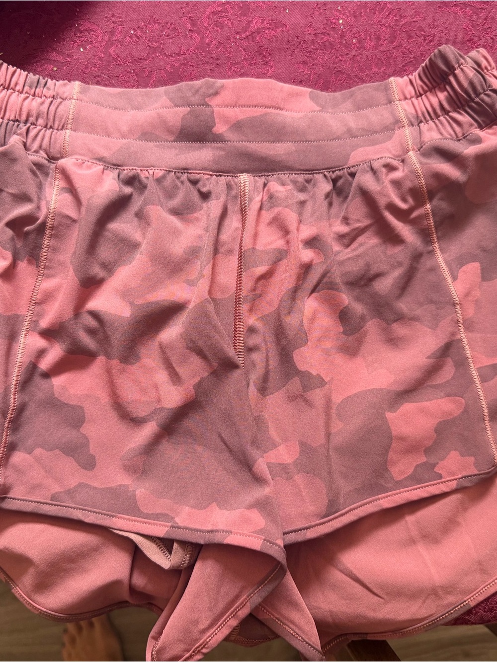 lululemon athletica Pink Camo Hotty Hot Lined Shorts